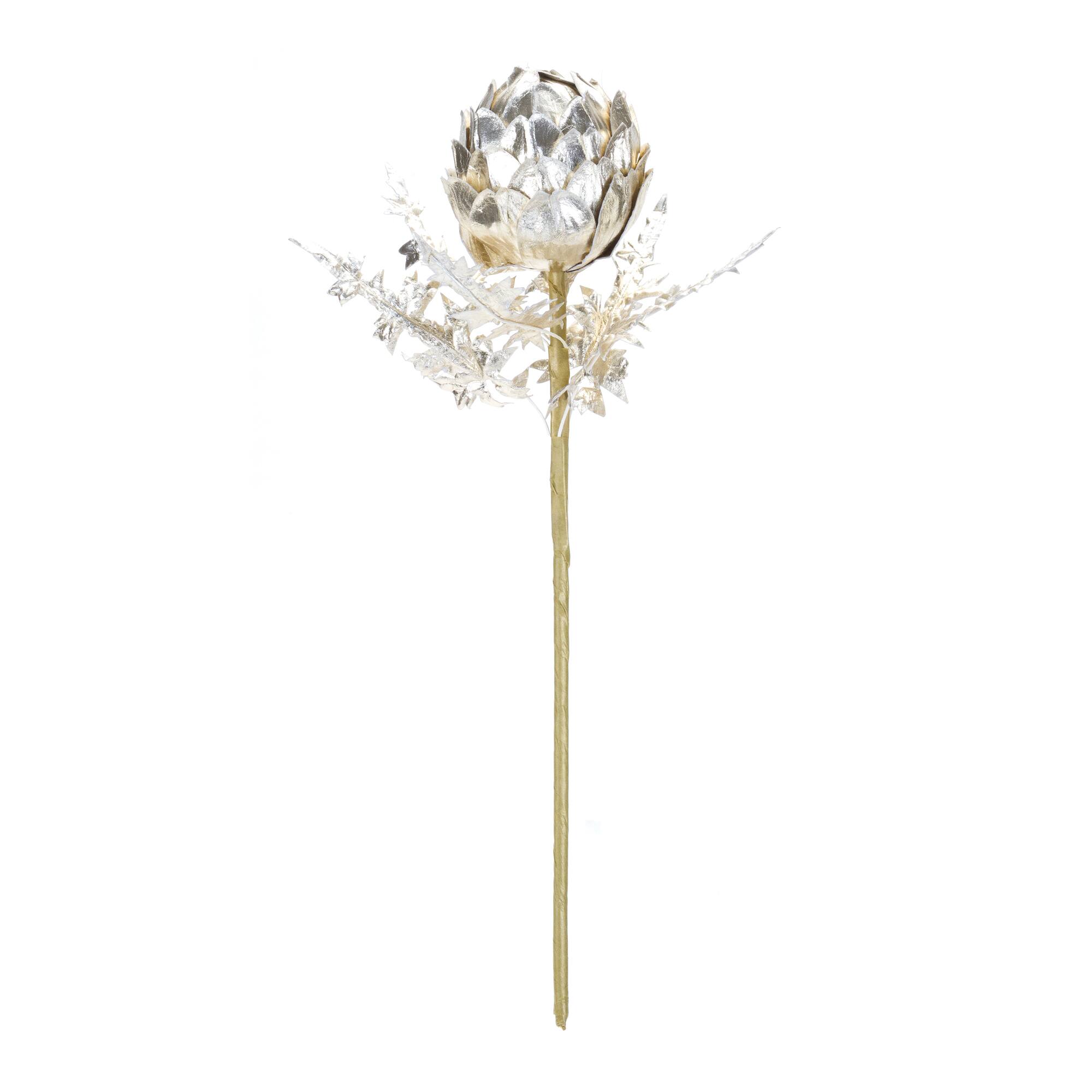 Silver Metallic Artichoke Stems, 2ct.